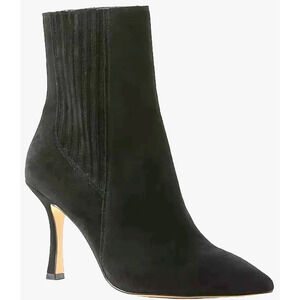 NEW ANN TAYLOR BLACK SUEDE CHELSEA STILETTO BOOTIE BOOTS SIZE 8